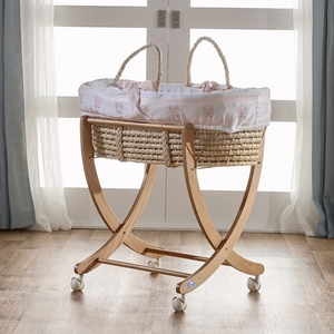 Pink Moses Basket - Available in Blue, Gray & Mint